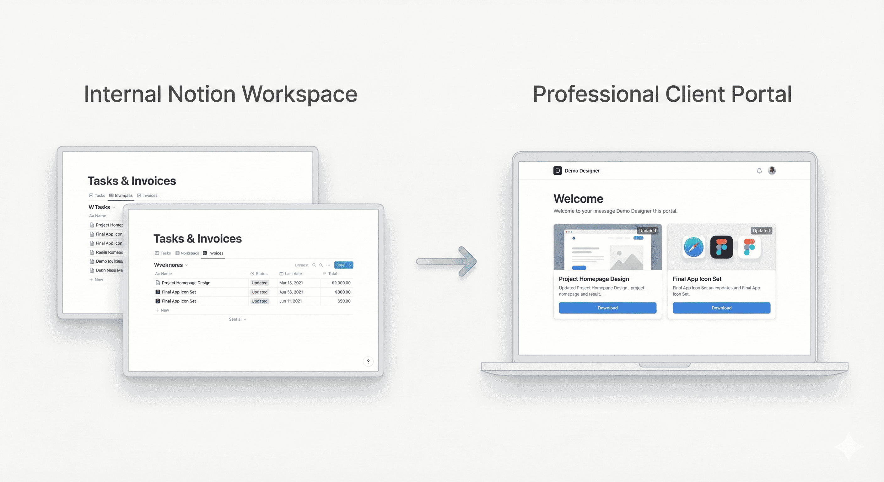 Notion customer portal builder preview